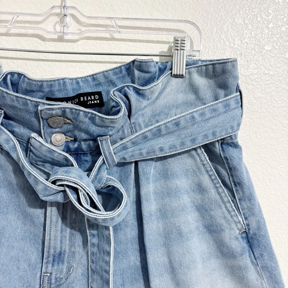 Veronica Beard‎ Jeans Nori Paperbag Waist Pleated High Rise Denim Shorts in Nova